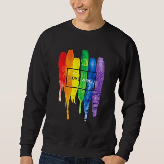 Wasserfarbe Liebe gewinnt Regenbogenfarbe Typograf Sweatshirt (Vorderseite)