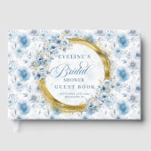Wasserfarbe Light Blue Gold Wild Blume Gästebuch (Vorderseite)