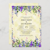 Wasserfarbe Lila auf Gelbe Hochzeit Einladung (Vorne/Hinten)