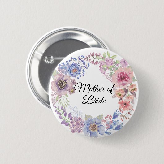 Wasserfarbe Lila & blaue Mutter des Bride-Buttons Button (Vorne & Hinten)