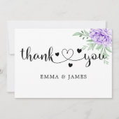 Wasserfarbe Lila Blooms Bouquet Wedding Dankeskarte (Vorderseite)