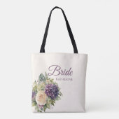 Wasserfarbe Lila Blume Bouquet-Bride- Tasche (Rückseite)