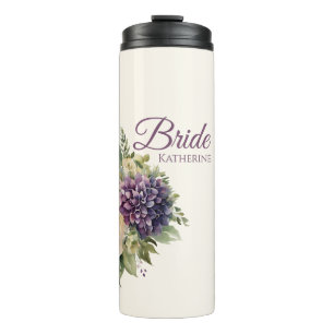 Wasserfarbe Lila Blume Bouquet-Bride- Thermosbecher