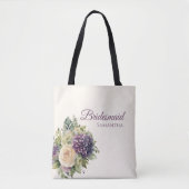 Wasserfarbe Lila Blume Bouquet-Bridesmaid Geschenk Tasche (Vorderseite)