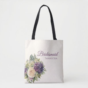 Wasserfarbe Lila Blume Bouquet-Bridesmaid Geschenk Tasche