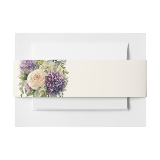 Wasserfarbe Lila Blume Bouquet-Wedding- Einladungsbanderole (Vorderseite Beispiel)