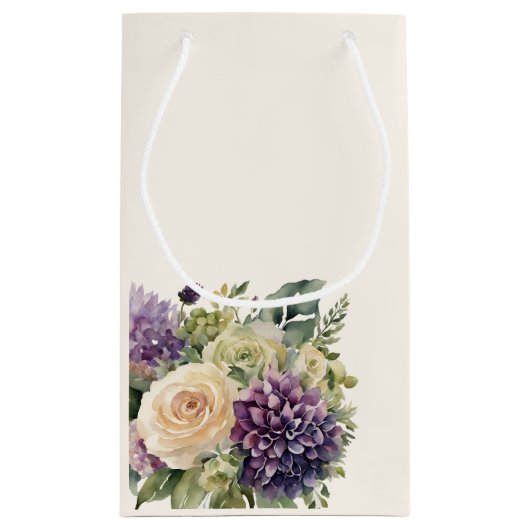 Wasserfarbe Lila Blume Bouquet-Wedding- Kleine Geschenktüte (Rückseite)