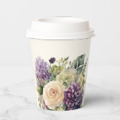 Wasserfarbe Lila Blume Bouquet-Wedding- Pappbecher (Rückseite)