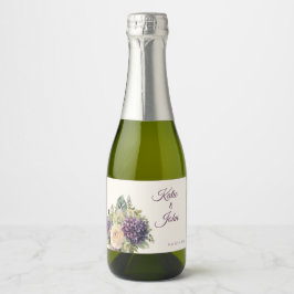Wasserfarbe Lila Blume Bouquet-Wedding- Schaumweinetikett