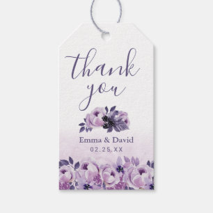 Wasserfarbe Lila Blumen Elegante Hochzeit Gefallen Geschenkanhänger