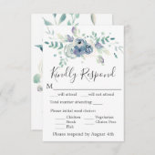 Wasserfarbe Lila Blumen Elegante Hochzeit RSVP Karte (Vorne/Hinten)