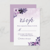 Wasserfarbe Lila Blumen Elegante Hochzeit UAWG RSVP Karte (Vorne/Hinten)