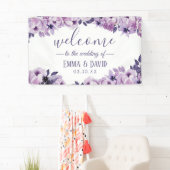 Wasserfarbe Lila Blumen Elegantes Hochzeitsslima P Banner (Insitu)