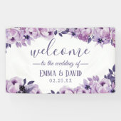 Wasserfarbe Lila Blumen Elegantes Hochzeitsslima P Banner (Horizontal)