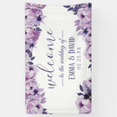 Wasserfarbe Lila Blumen Elegantes Hochzeitsslima P Banner (Vertikal)