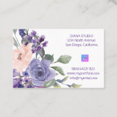 Wasserfarbe Lila Blumen Visitenkarte (Rückseite)