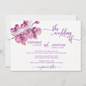 Wasserfarbe Lila Blumenorchideen Blume Hochzeit Einladung (Vorderseite)
