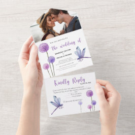 Wasserfarbe Lila Blüte Alles in einer Hochzeit ein All In One Einladung