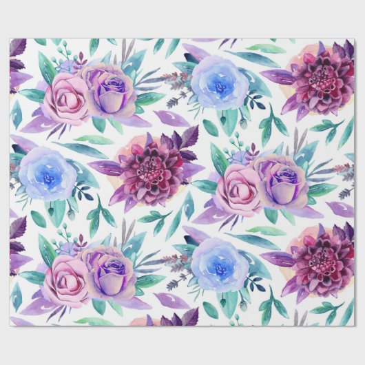 Wasserfarbe lila Blüte. Boho-Blume Geschenkpapier (Flach)