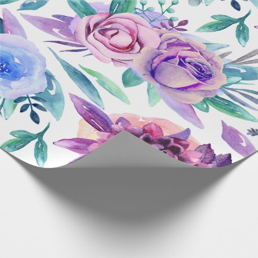 Wasserfarbe lila Blüte. Boho-Blume Geschenkpapier (Ecke)