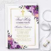 Wasserfarbe Lila Blütengold Erste Kommune Einladung