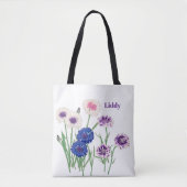 Wasserfarbe Lila Botanische Blüte Tasche (Vorderseite)