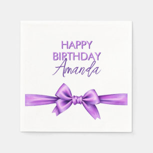 Wasserfarbe Lila Bow Coquette Sweet 16 Geburtstag Serviette