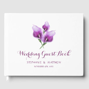 Wasserfarbe Lila Calla Lily Floral Hochzeit Gästebuch