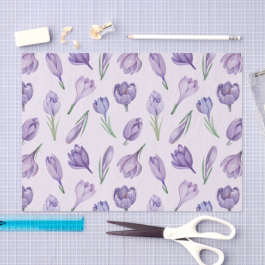 Wasserfarbe Lila Crocus Frühlingsblumen Seidenpapier (Handwerk)