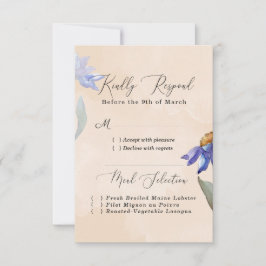 Wasserfarbe Lila Daisy Peach Rustic Wedding RSVP Karte