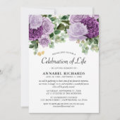Wasserfarbe Lila Florals Feier des Lebens Einladung (Vorderseite)