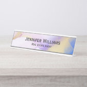 Wasserfarbe Lila Gold Gedeckte Karte Schreibtischnamensplakette (Vorderseite )