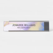 Wasserfarbe Lila Gold Gedeckte Karte Schreibtischnamensplakette (Vorderseite )