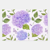 Wasserfarbe Lila Hydrangea-Blume Geschenkpapier Set (Vorderseite 2)