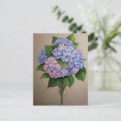 Wasserfarbe Lila Hydrangea Blume Postkarte (Stehend Vorderseite)