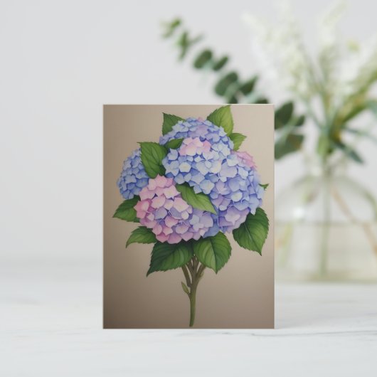 Wasserfarbe Lila Hydrangea Blume Postkarte (Stehend Vorderseite)