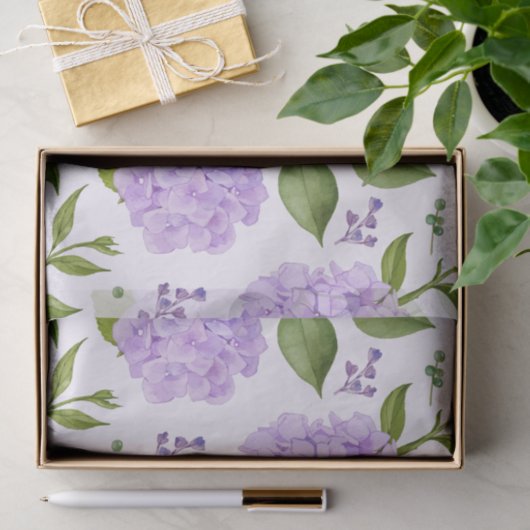 Wasserfarbe Lila Hydrangea-Blume Seidenpapier (Geschenk)