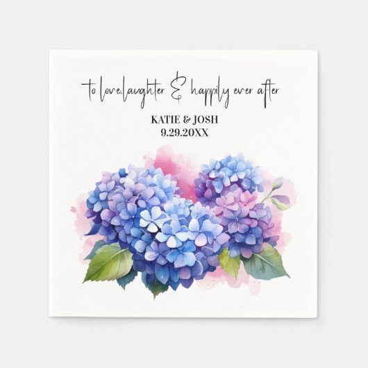 Wasserfarbe Lila Hydrangea Blumenhochzeit Serviette (Vorderseite)