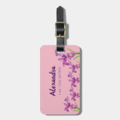 Wasserfarbe Lila Iris Botanische Blumenart Gepäckanhänger (Vorderseite vertikal)