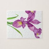 Wasserfarbe Lila Iris Botanische Blumenart Puzzle (Horizontal)