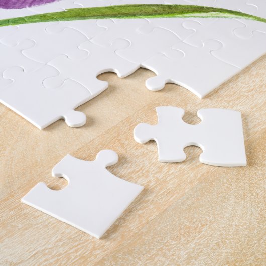 Wasserfarbe Lila Iris Botanische Blumenart Puzzle (Seite)