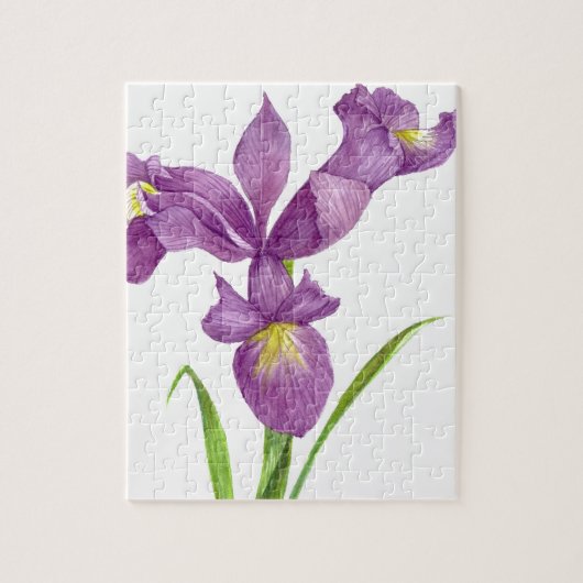Wasserfarbe Lila Iris Botanische Blumenart Puzzle (Vertikal)