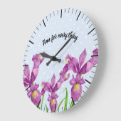 Wasserfarbe Lila Iris Botanische florale Kunst, Di Große Wanduhr (Winkel)