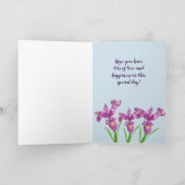 Wasserfarbe Lila Iris Botanische florale Kunst, Di Karte (Innenseite)
