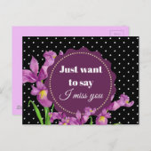 Wasserfarbe Lila Iris Botanische florale Kunst, Di Postkarte (Vorne/Hinten)