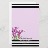 Wasserfarbe Lila Iris Botanische Illustration Briefpapier (Vorne/Hinten)