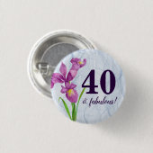 Wasserfarbe Lila Iris Botanische Organza Button (Vorne & Hinten)