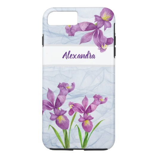 Wasserfarbe Lila Iris Botanische Organza Case-Mate iPhone Hülle (Rückseite)