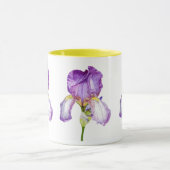 Wasserfarbe Lila Iris Botanische Tasse (Zentrum)