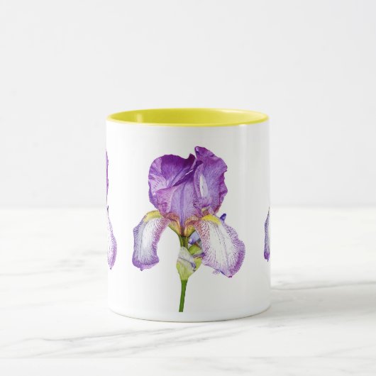 Wasserfarbe Lila Iris Botanische Tasse (Zentrum)